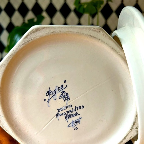 Vintage Regina Delft Jar, Hand-Painted Blue & White Pottery, 1970s Dutch - Picture 5 of 9